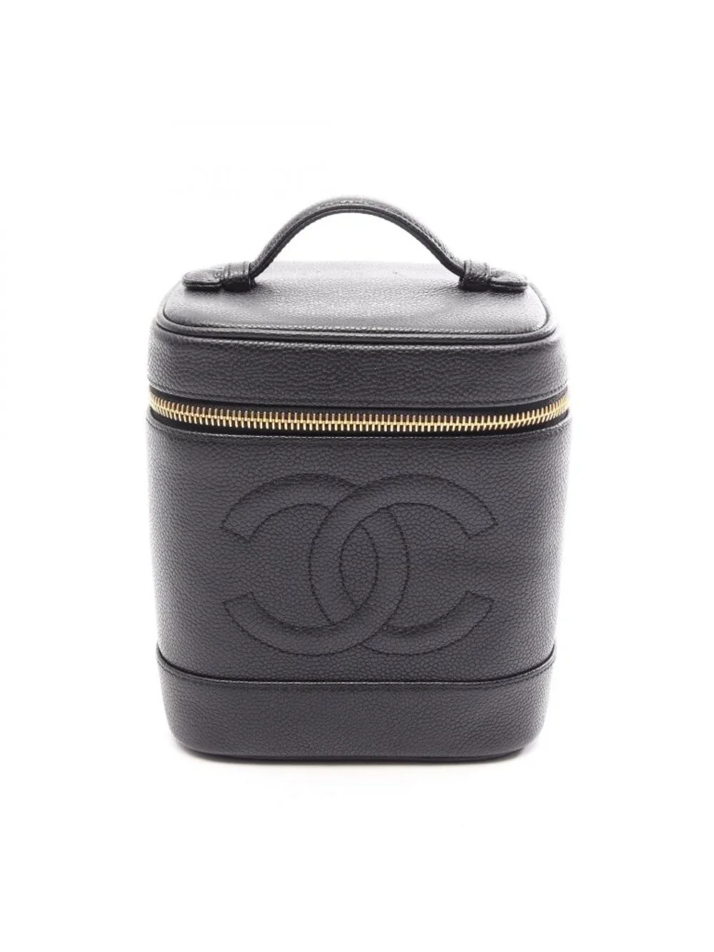 Chanel Handbag CC Logo Black Caviar Leather